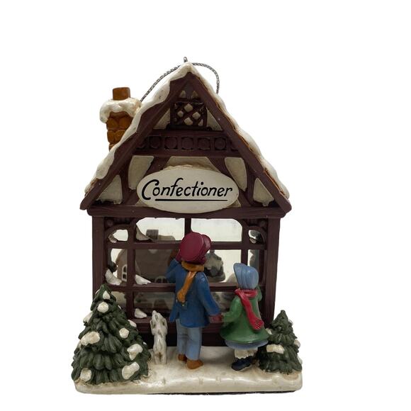 Confectioner bakery shop window Christmas ornament peek a boo children puppy - Picture 1 of 6
